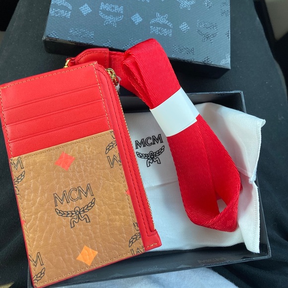 MCM Accessories - MCM Cognac Spectrum Visetos Lanyard Car Holder
